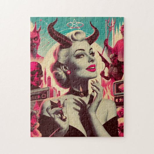 Retro duivelse vrouw collage legpuzzel (Verticaal)