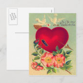  Retro Duiven Harten Valentijn Kaart (Voorkant / Achterkant)