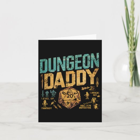 Retro Dungeon Daddy Voor Vader Kaart (Voorkant)