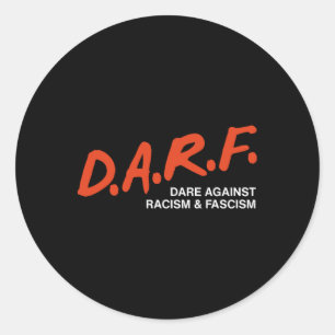 Retro durft zich te verzetten tegen racisme en fas ronde sticker
