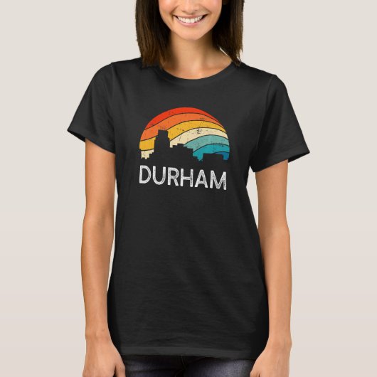 Retro Durham Skyline Vintage Urban Skyscraper T-shirt (Voorkant)