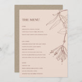 RETRO DUSKY BLUSH LINE DRAWEND FLORAL MENU (Voorkant / Achterkant)