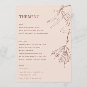 RETRO DUSKY BLUSH LINE DRAWEND FLORAL MENU