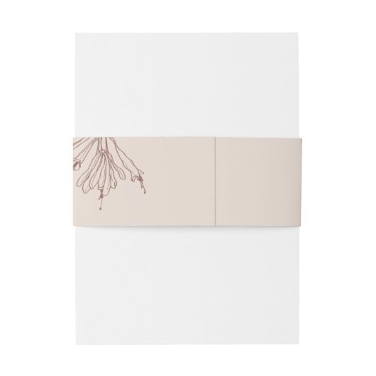 RETRO DUSKY BLUSH LINE DRAWING FLORAL WEDDING UITNODIGINGEN WIKKEL (Achterkant Voorbeeld)