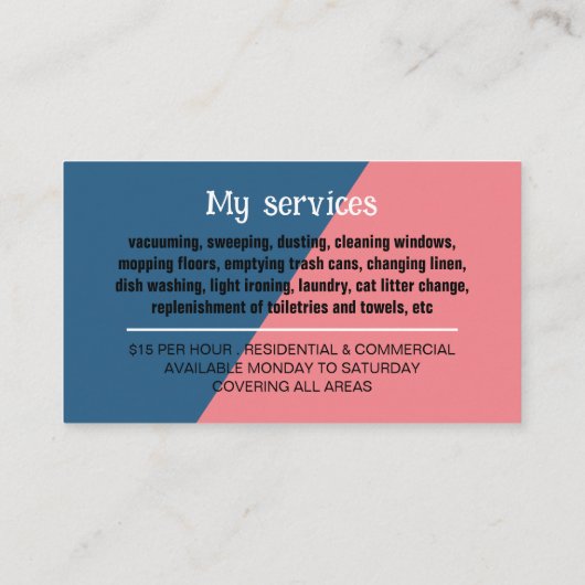 Retro Duster Silhouette, Duisenhouder, Maid Visitekaartje (Achterkant)