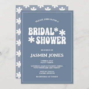 Retro Dusty Blue Daisy Flower Vrijgezellenfeest Kaart