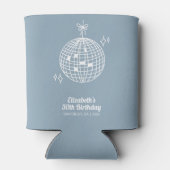 Retro Dusty Blue Disco Ball Verjaardag gepersonali Blikjeskoeler (Achterkant)