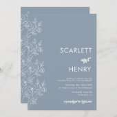 Retro Dusty Blue Minimalist Weddenschap Kaart (Voorkant / Achterkant)