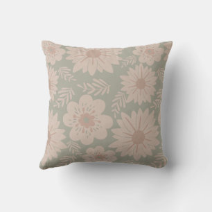 Retro  Dusty Blue Pink Floral Kussen