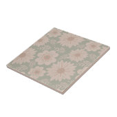 Retro Dusty Blue Pink Floral Tegeltje (Zijkant)