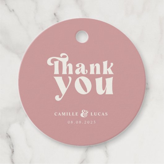 Retro Dusty Roos Bedankjes Labels (Voorkant)
