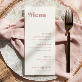 Retro Dusty Roos Rust Wedding Menu
