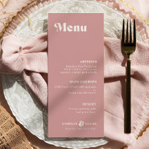 Retro Dusty Roos Rust Wedding Menu