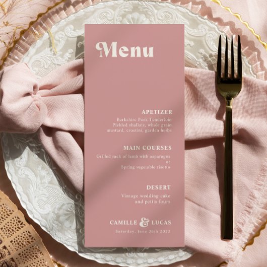 Retro Dusty Roos Rust Wedding Menu