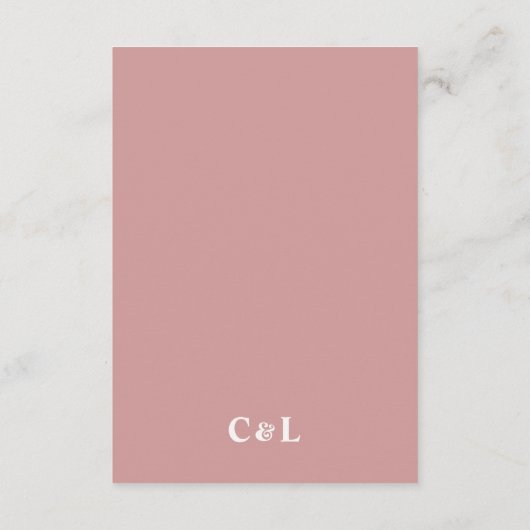 Retro Dusty Roos Wedding Details Enclosure Kaart (Achterkant)