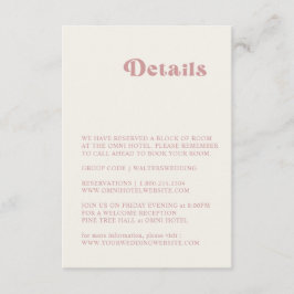 Retro Dusty Roos Wedding Details Enclosure Kaart