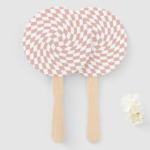 Retro Dusty Roos Zand Pink Gecontroleerd Weddensch Handwaaier (Voorkant en achterkant)