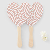 Retro Dusty Roos Zand Pink Gecontroleerd Weddensch Handwaaier (Voorkant en achterkant)