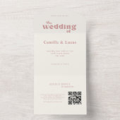 Retro Dusty Rose QR-code All-in-one uitnodiging (Binnen)