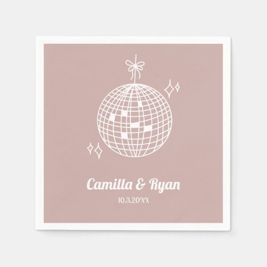 Retro Dusty Roze Disco Bruiloft Decor Servetten (Voorkant)