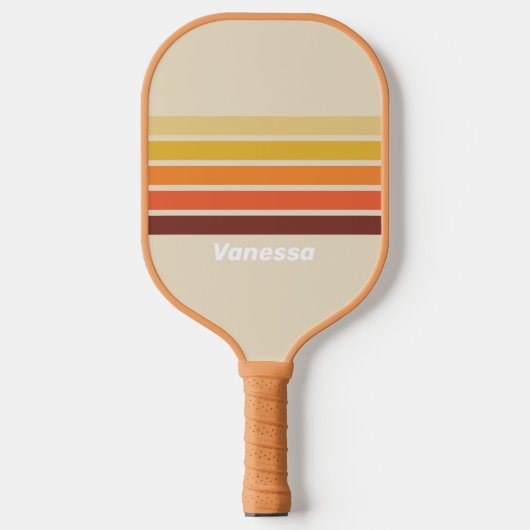 Retro Dwars Strepen met Naam Pickleball Paddle (Voorkant)