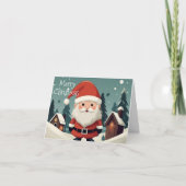  retro dwerg kerstman gevouwen feestdagen kaart (Voorkant)