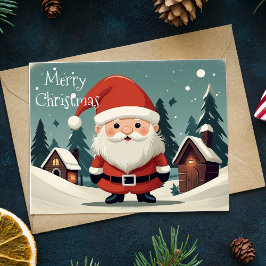 retro dwerg kerstman gevouwen feestdagen kaart