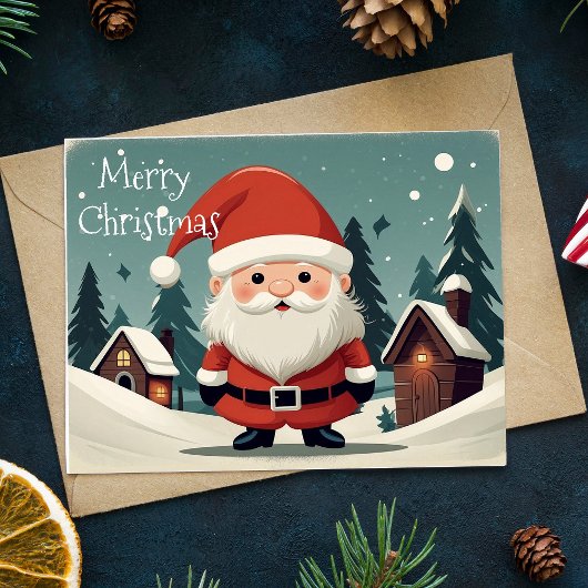  retro dwerg kerstman gevouwen feestdagen kaart