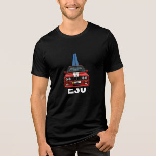Retro E30 Klassieke Rode Sportwagen Tri-Blend Shirt