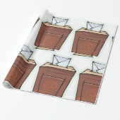 Retro E-mail Inbox Icon Cartoon Stijl Cadeaupapier (Uitgerold)