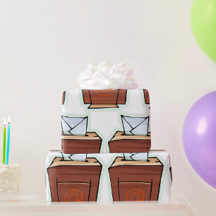 Retro E-mail Inbox Icon Cartoon Stijl Cadeaupapier