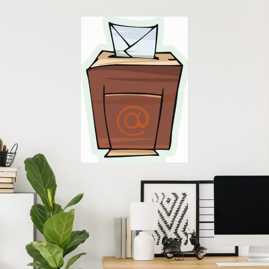 Retro E-mail Inbox Icon Cartoon Stijl Poster (Thuiskantoor)