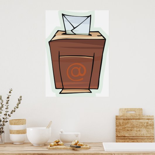 Retro E-mail Inbox Icon Cartoon Stijl Poster (Keuken)