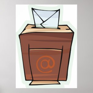 Retro E-mail Inbox Icon Cartoon Stijl Poster