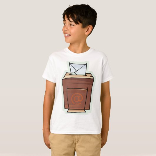 Retro E-mail Inbox Icon Cartoon Stijl T-shirt (Voorkant volledig)