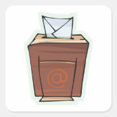Retro E-mail Inbox Icon Cartoon Stijl Vierkante Sticker (Voorkant)