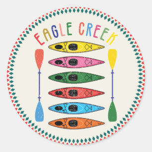 Retro Eagle Creek Kajakken T-shirt Ronde Sticker