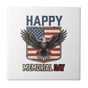 Retro Eagle Memorial Day Patriottisch Shirt Ontwer Tegeltje