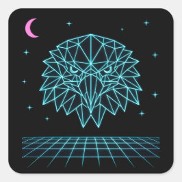 Retro Eagle Synthwave - Neon Flying Predator Vierkante Sticker