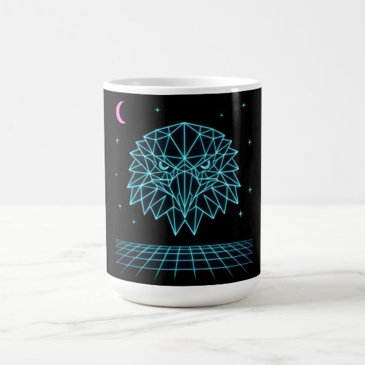 Retro Eagle Synthwave - Neon Vliegende Roofdier Koffiemok (Center)