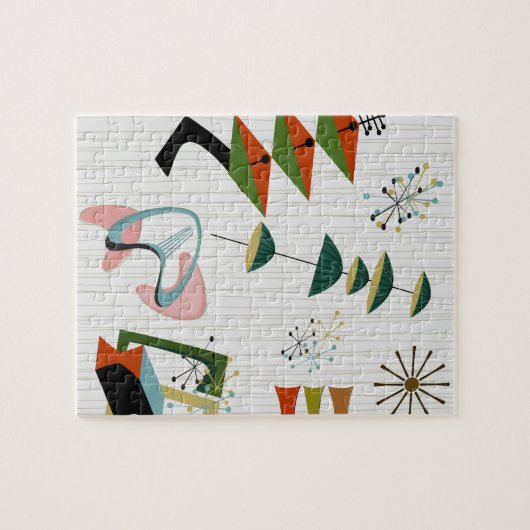 Retro Eames-Era Atomic Geïnspireerd Legpuzzel (Horizontaal)