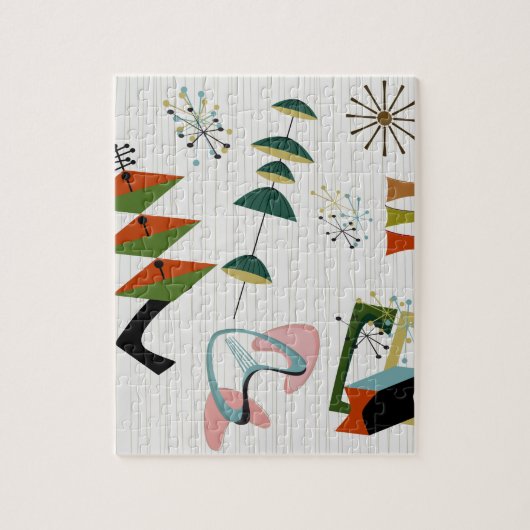 Retro Eames-Era Atomic Geïnspireerd Legpuzzel (Verticaal)