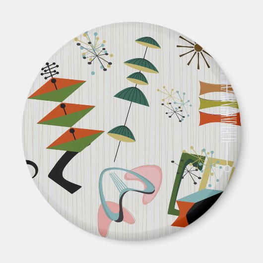 Retro Eames-Era Atomic Geïnspireerd Magneet (Voorkant)