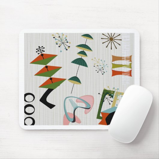 Retro Eames-Era Atomic Geïnspireerd Muismat (Met muis)