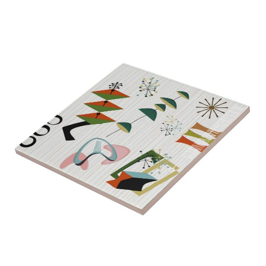 Retro Eames-Era Atomic Geïnspireerd Tegeltje (Zijkant)