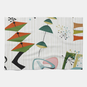 Retro Eames-Era Atomic Geïnspireerd Theedoek