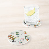 Retro Eames-Era Atomic Geïnspireerd Zandsteen Onderzetter (Zijkant)