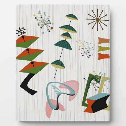 Retro Eames-tijdperk atoom geïnspireerd Fotoplaat (Voorkant)