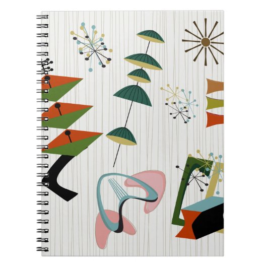 Retro Eames-tijdperk atoom geïnspireerd Notitieboek (Voorkant)