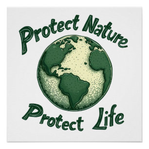 Retro Earth Day – Bescherm de Natuur en het leven Perfect Poster